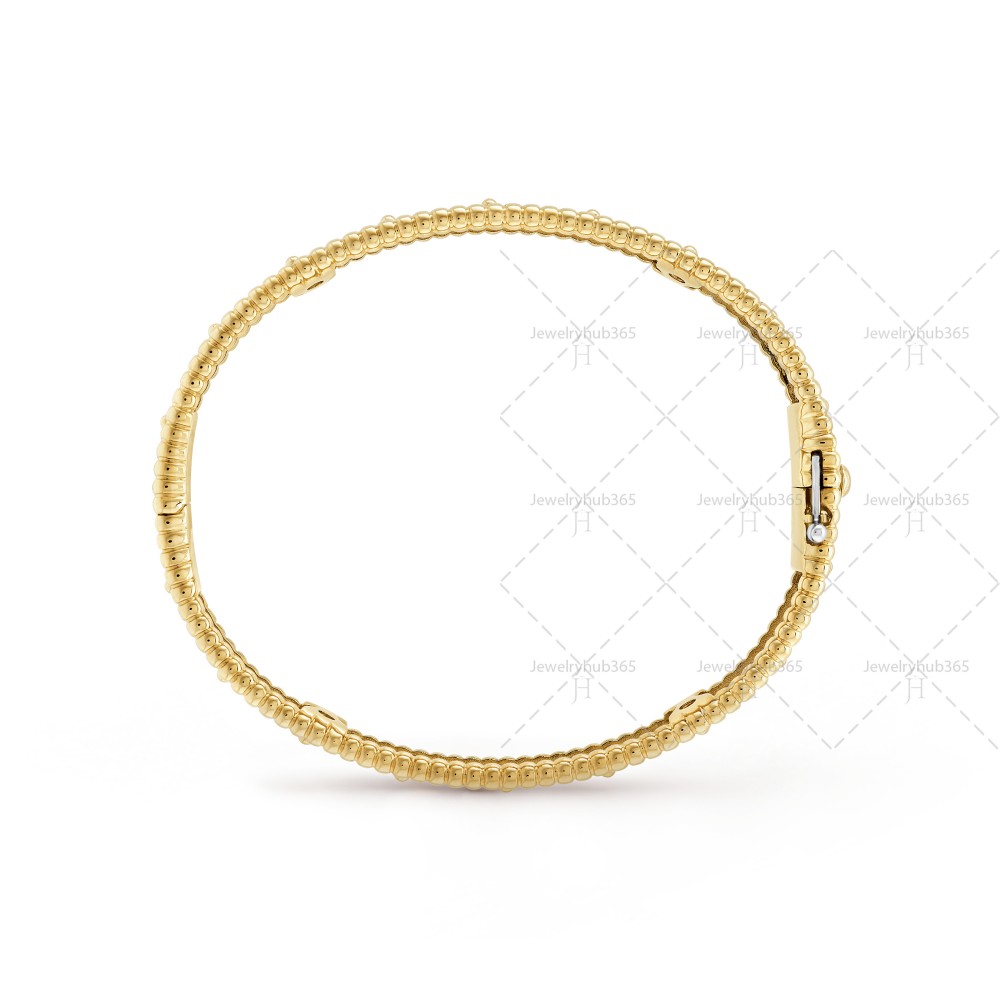 Perlée clovers 16cm bracelet small model  72-Diamond Yellow gold