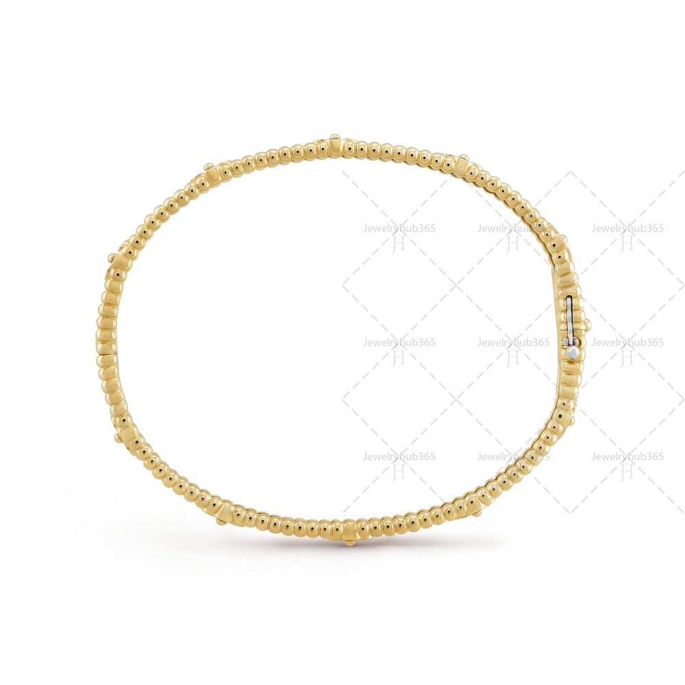 Perlée sweet clovers 17cm bracelet medium model  40-Diamond Yellow gold