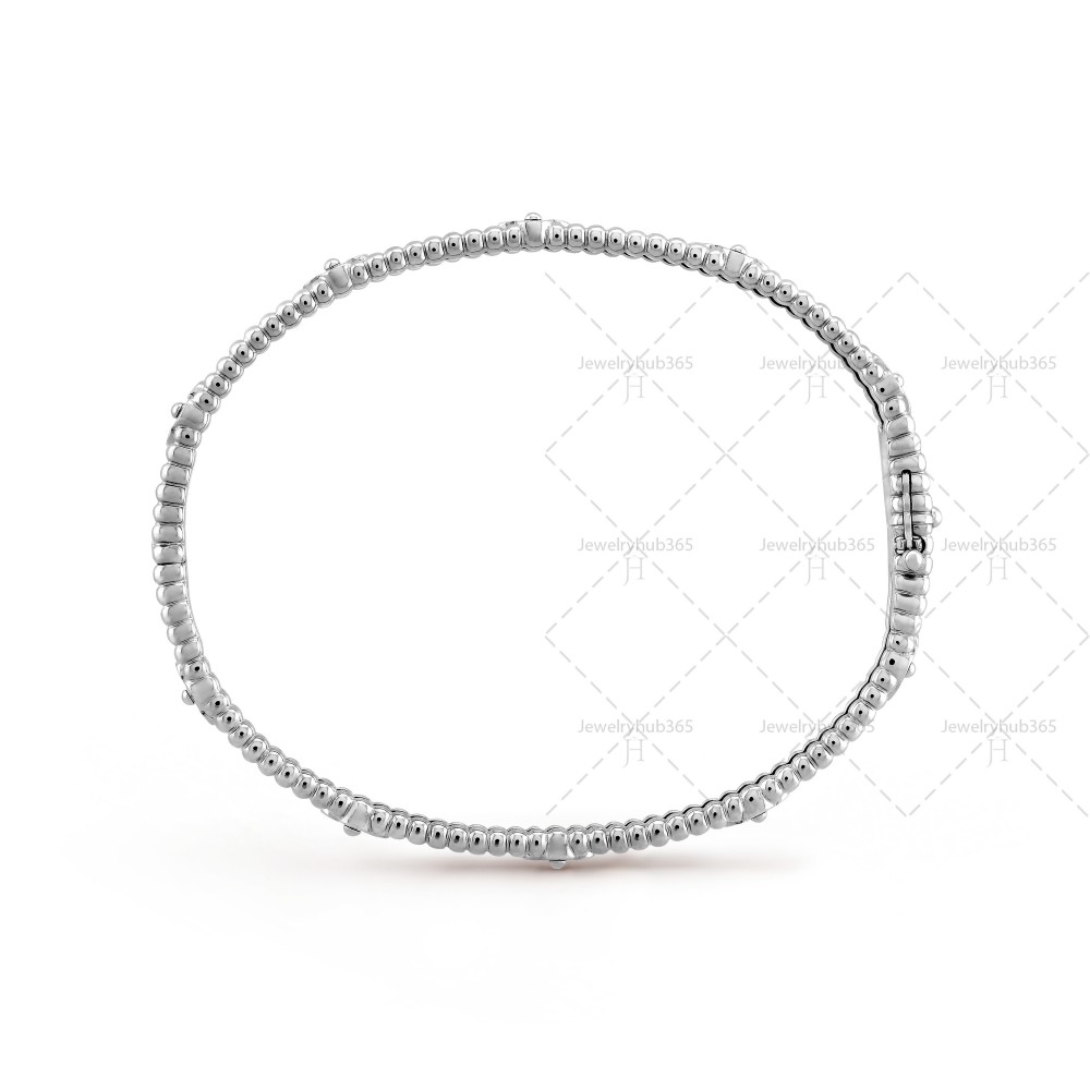 Perlée sweet clovers 17cm bracelet medium model  40-Diamond White gold