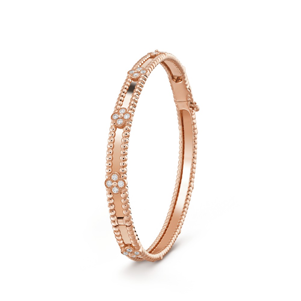 Perlée sweet clovers 17cm bracelet medium model  40-Diamond Rose gold