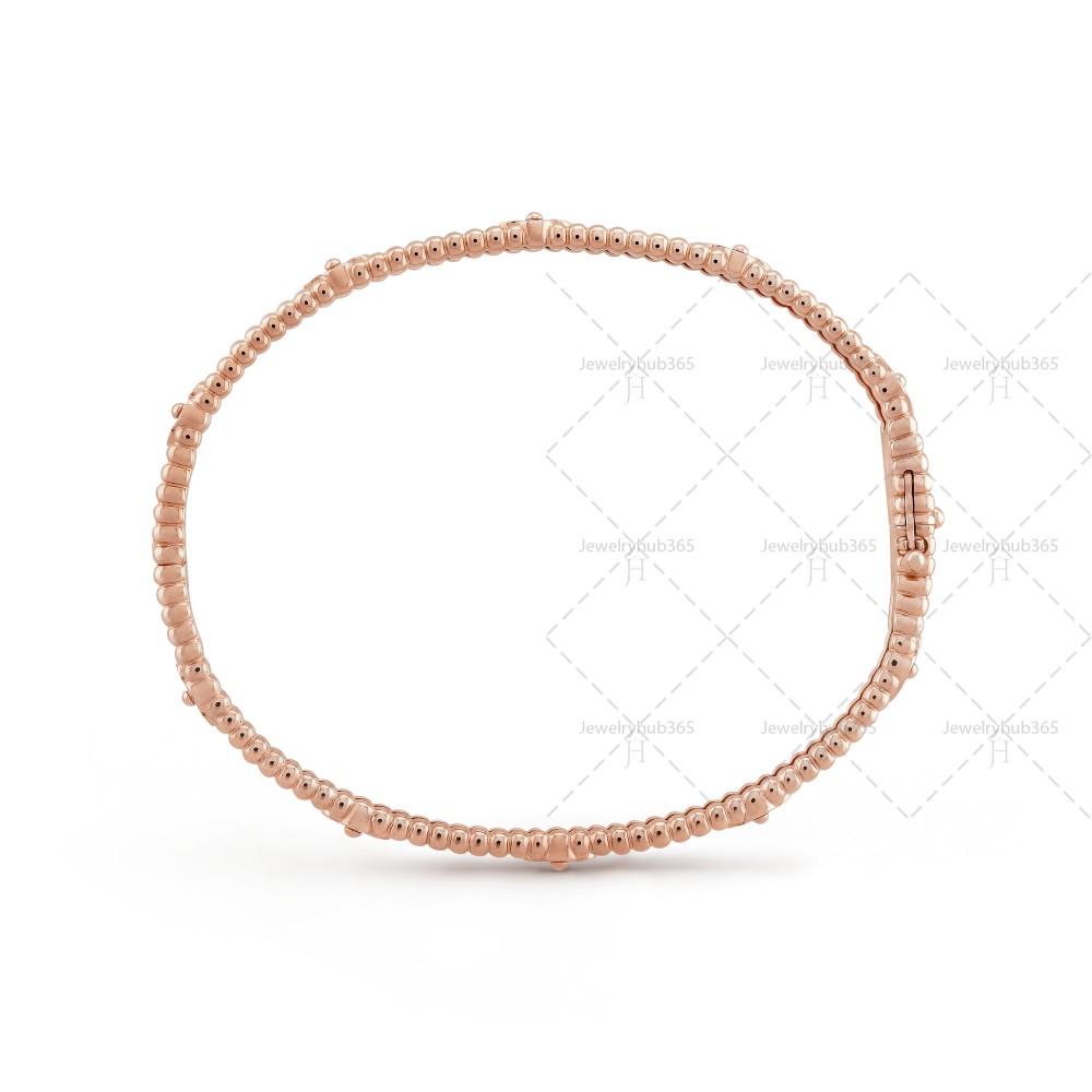 Perlée sweet clovers 17cm bracelet medium model  40-Diamond Rose gold