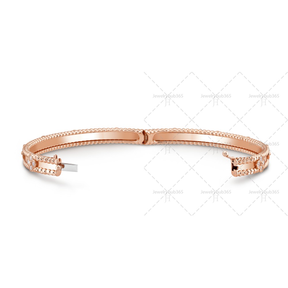 Perlée sweet clovers 17cm bracelet medium model  40-Diamond Rose gold