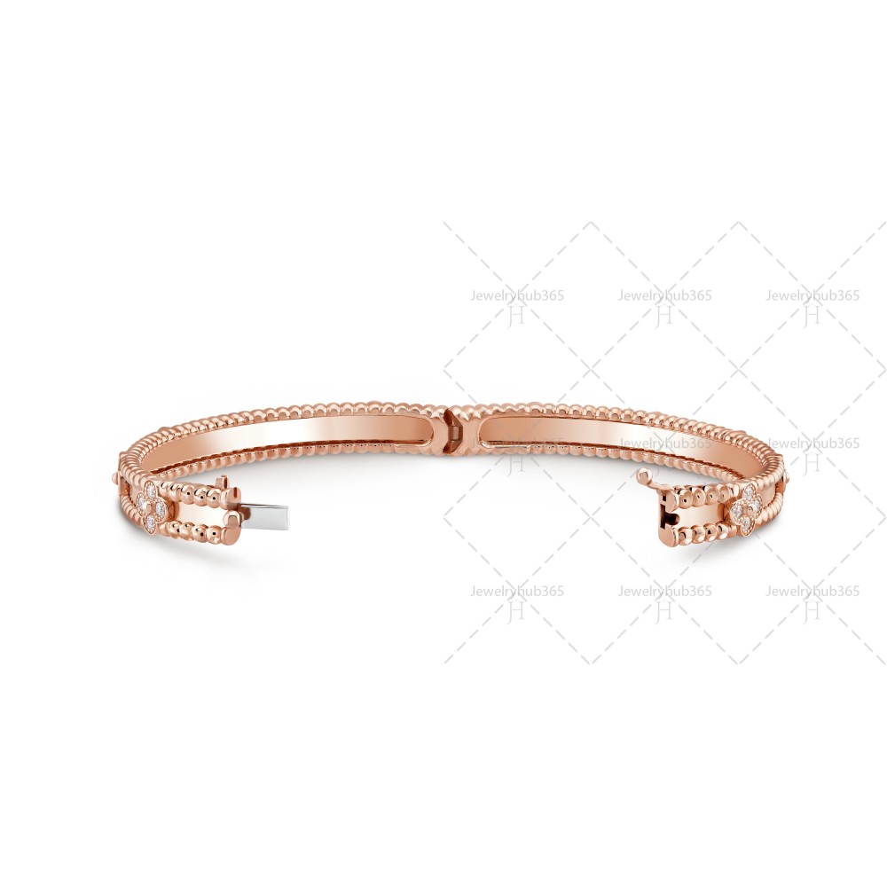 Perlée sweet clovers 15cm bracelet extra small model  40-Diamond Rose gold