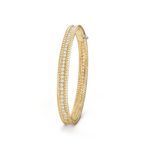 Perlée diamonds 1 row,17cm bracelet medium model  80-Diamond Yellow gold