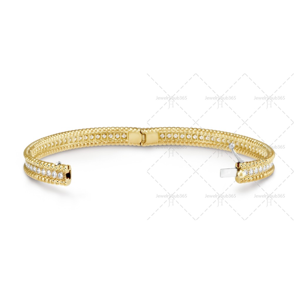 Perlée diamonds 1 row,17cm bracelet medium model  80-Diamond Yellow gold