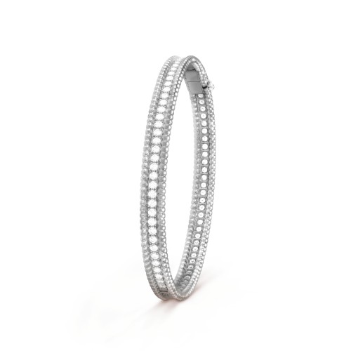 Perlée diamonds 1 row,17cm bracelet medium model  80-Diamond White gold