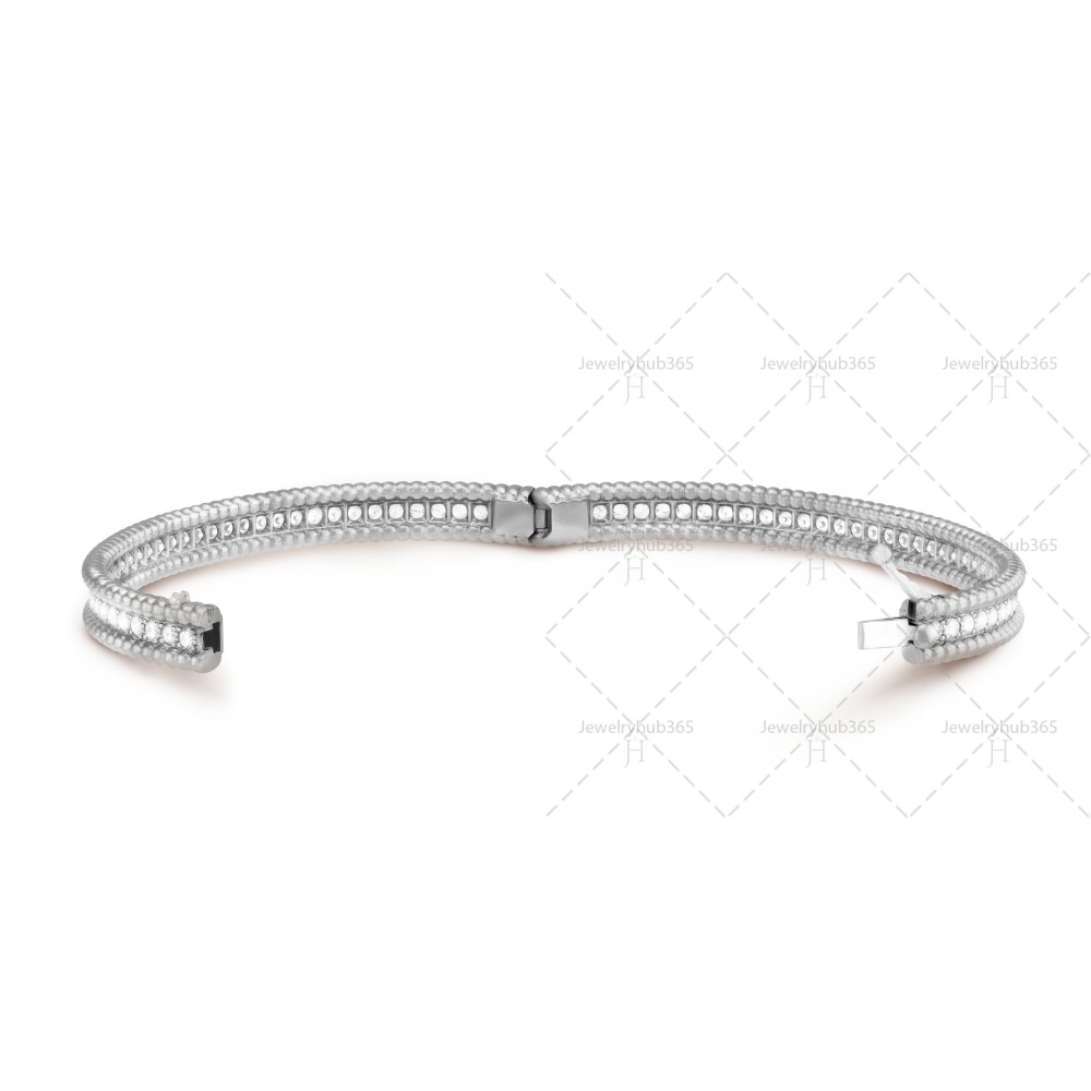 Perlée diamonds 1 row,17cm bracelet medium model  80-Diamond White gold