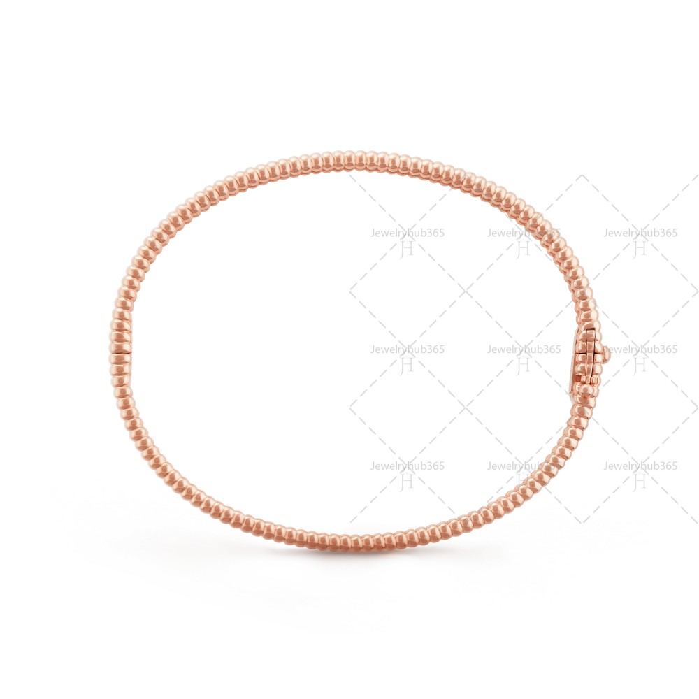 Perlée diamonds 1 row,17cm bracelet medium model  80-Diamond Rose gold