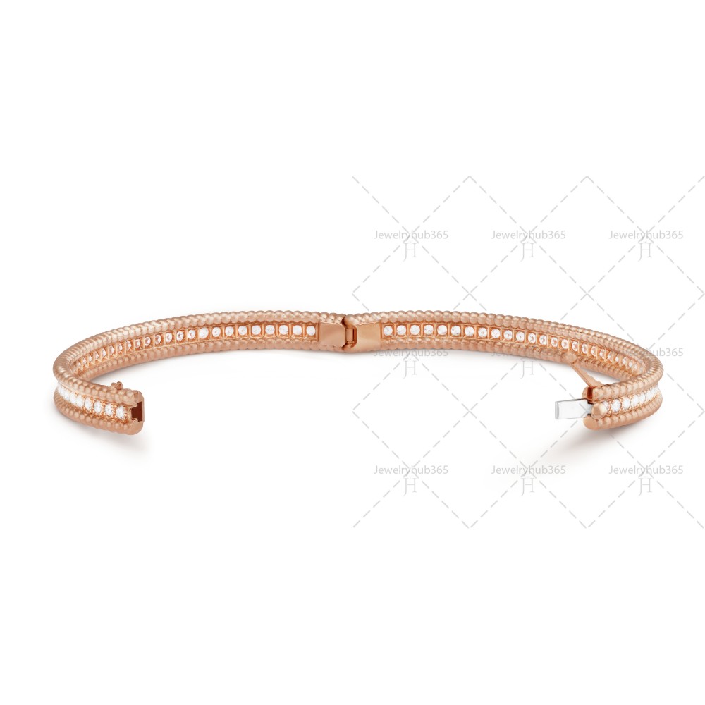 Perlée diamonds 1 row,17cm bracelet medium model  80-Diamond Rose gold