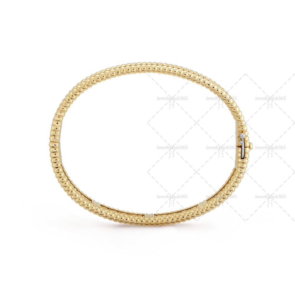 Perlée diamonds 3 row, 16cm bracelet small model  264-Diamond Yellow gold