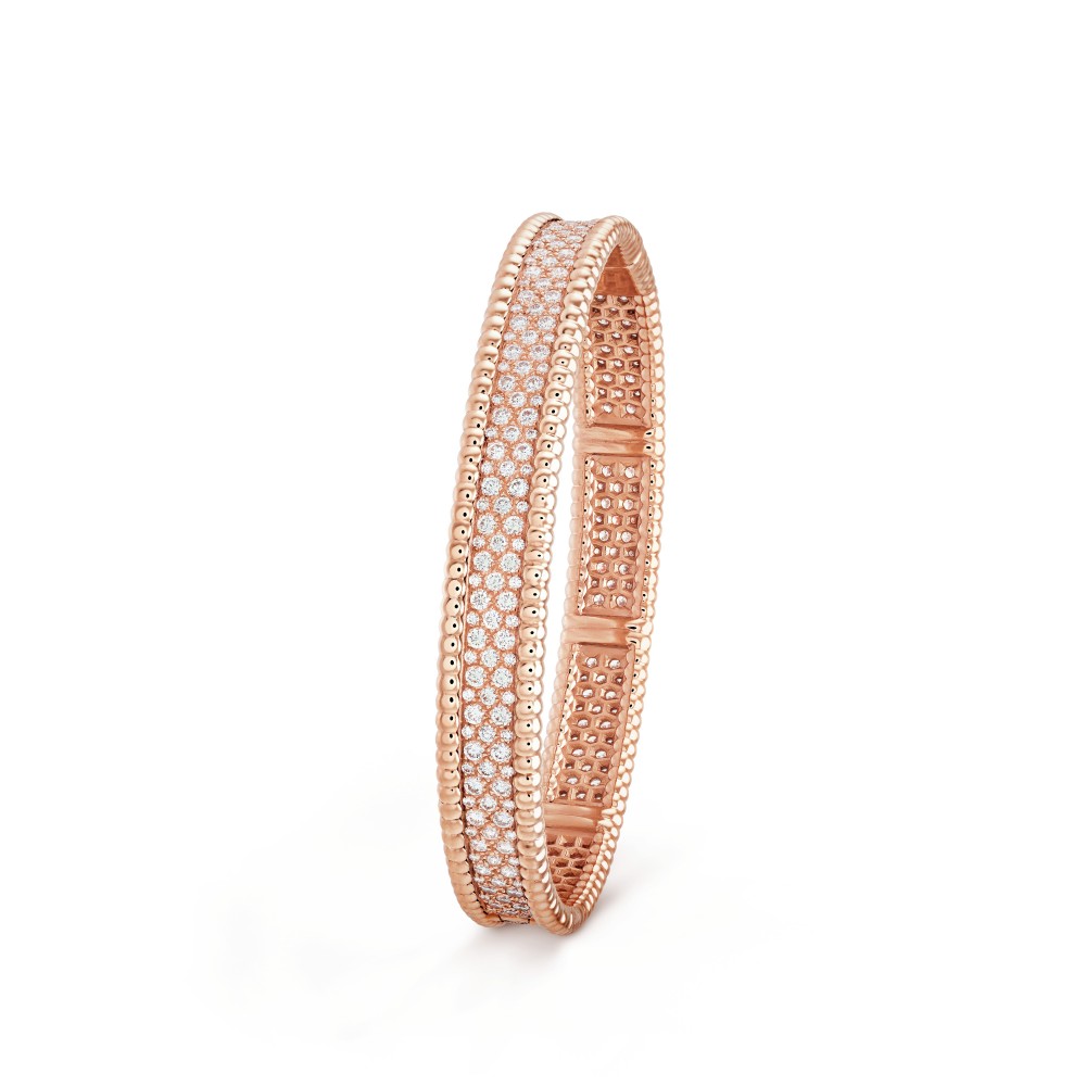 Perlée diamonds 3 row, 16cm bracelet small model  264-Diamond Rose gold