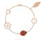 Lucky Spring bracelet 5 motifs Carnelian Mother-of-pearl Onyx Rose gold