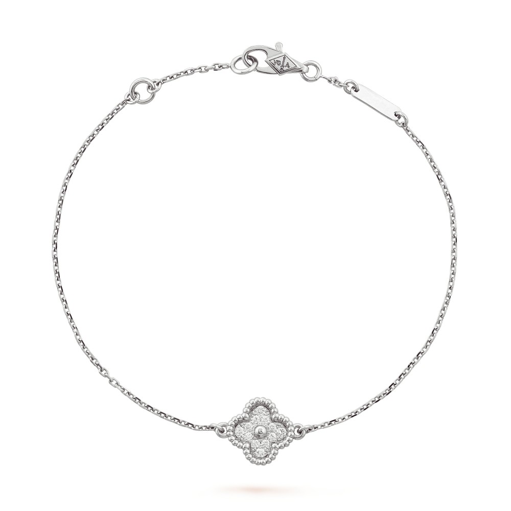 Sweet Alhambra bracelet 1 motifs 12-Diamond White gold