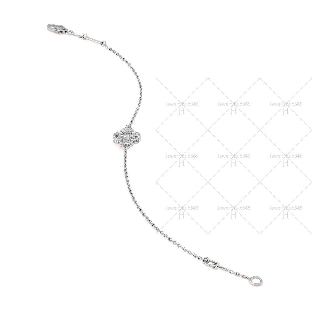 Sweet Alhambra bracelet 1 motifs 12-Diamond White gold