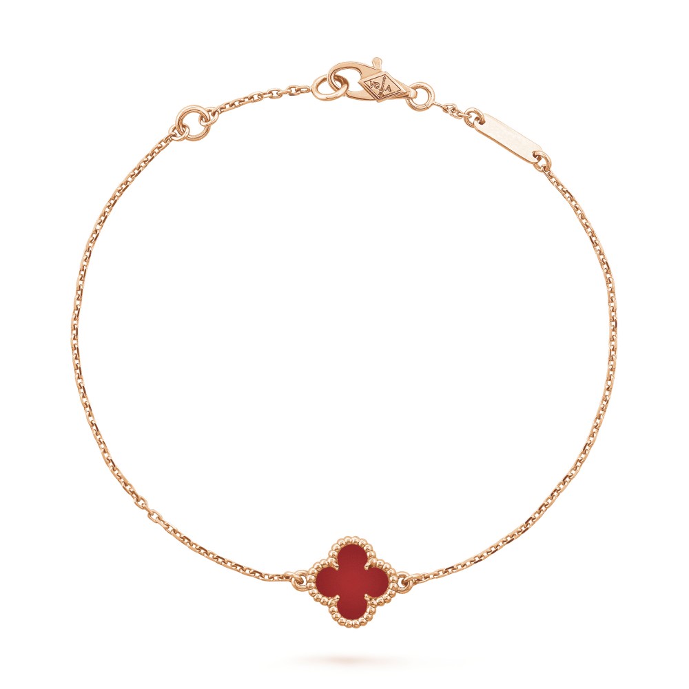 Sweet Alhambra bracelet 1 motifs Carnelian Rose gold