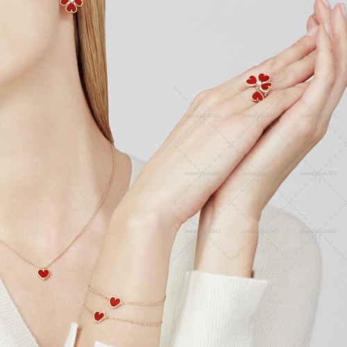 Sweet Alhambra heart bracelet 1 motifs Carnelian Rose gold