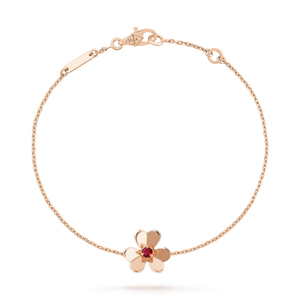 Frivole bracelet mini model 1 motifs Ruby Rose gold