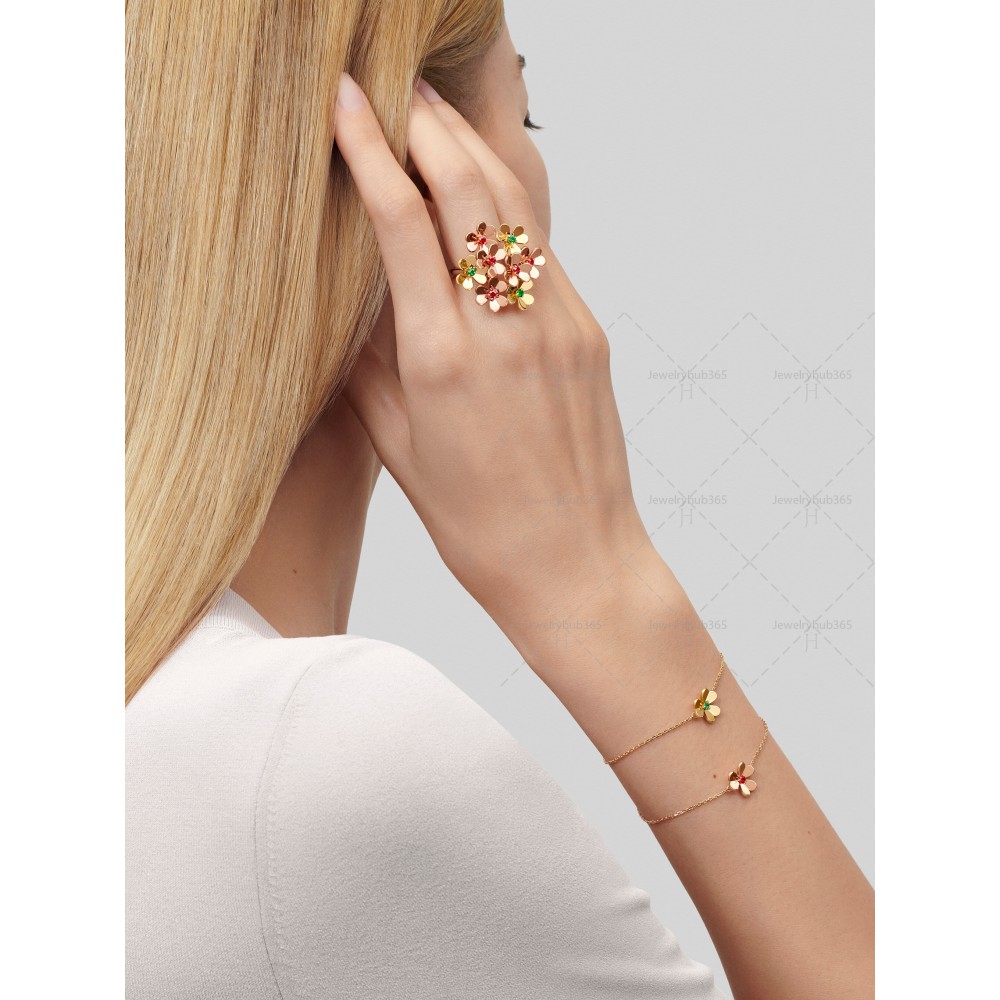 Frivole bracelet mini model 1 motifs Ruby Rose gold