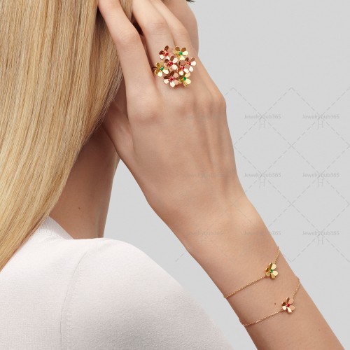 Frivole bracelet mini model 1 motifs Ruby Rose gold