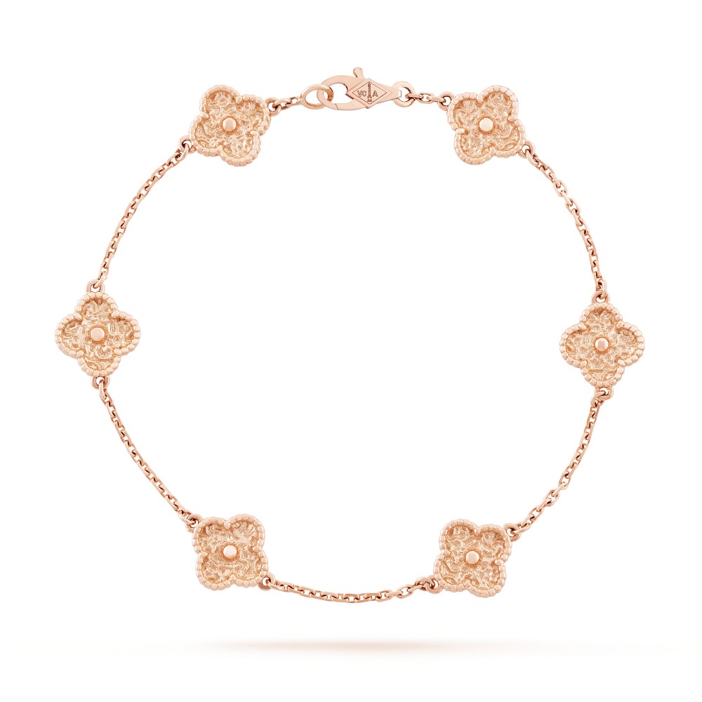 Sweet Alhambra bracelet 6 motifs Rose gold