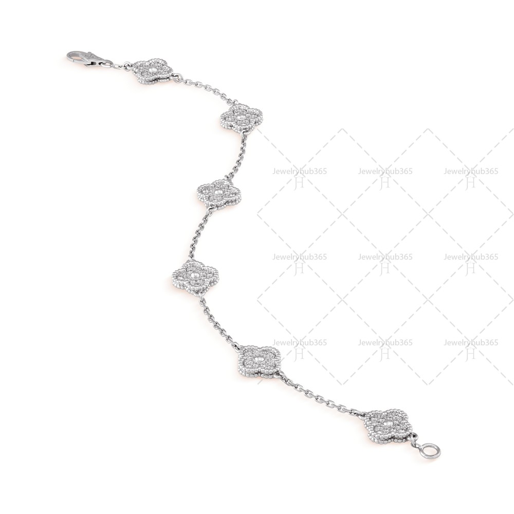 Sweet Alhambra bracelet 6 motifs 72-Diamond White gold