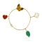 Lucky Alhambra bracelet 4 motifs Carnelian Malachite Mother-of-pearl Yellow gold