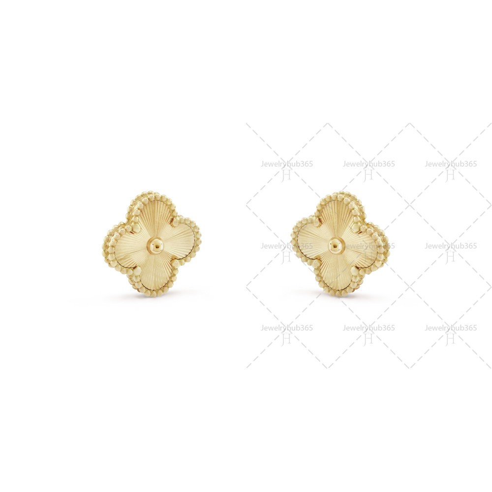 Vintage Alhambra guilloché earrings Yellow gold