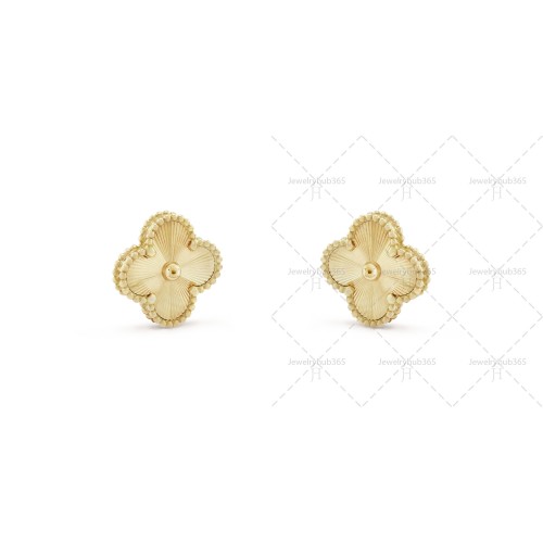 Vintage Alhambra guilloché earrings Yellow gold