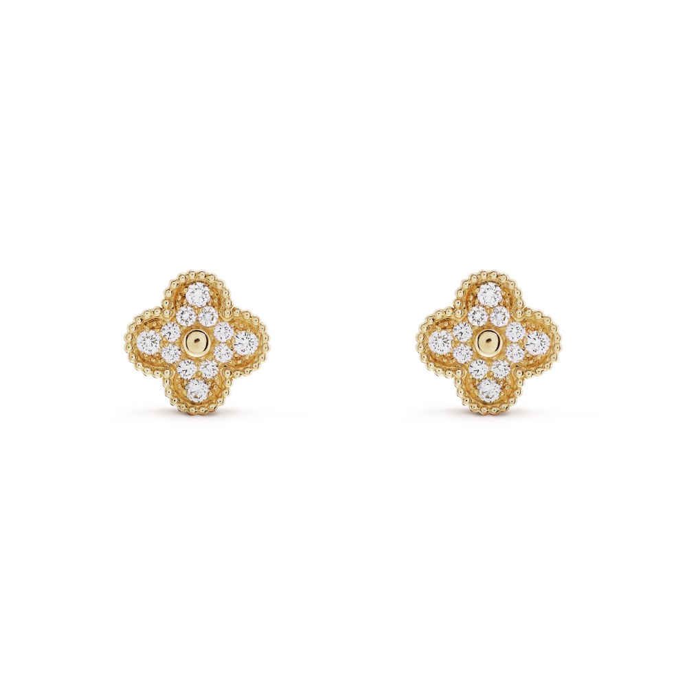 Vintage Alhambra earrings Diamond Yellow gold