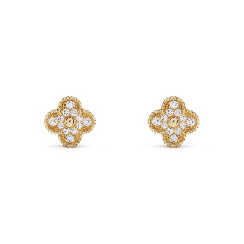 Vintage Alhambra earrings Diamond Yellow gold