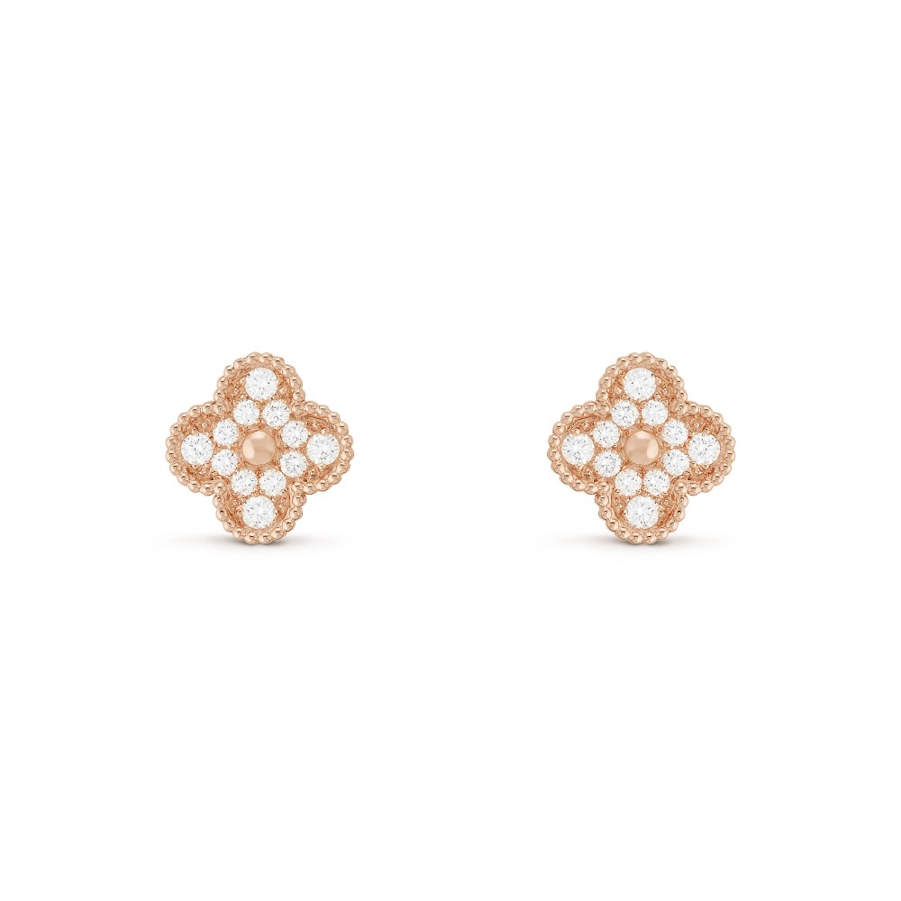 Vintage Alhambra earrings Diamond Rose gold