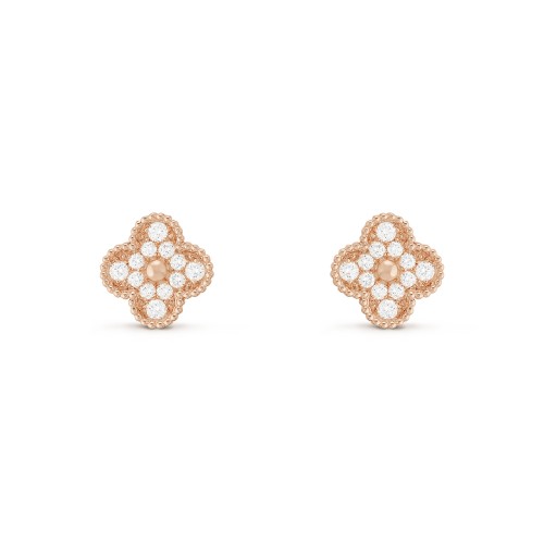 Vintage Alhambra earrings Diamond Rose gold