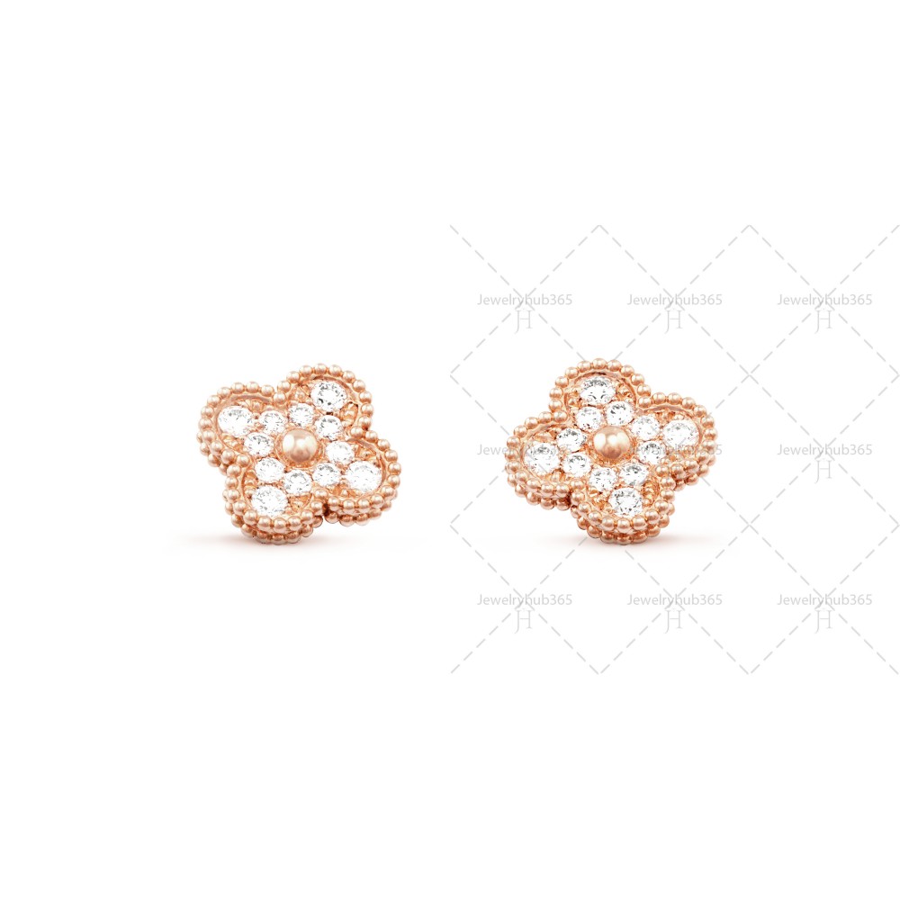 Vintage Alhambra earrings Diamond Rose gold