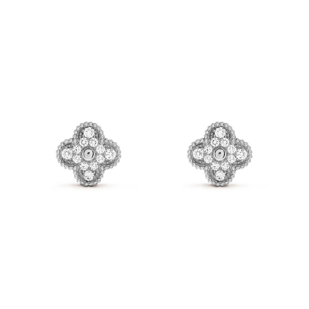 Vintage Alhambra earrings Diamond White gold