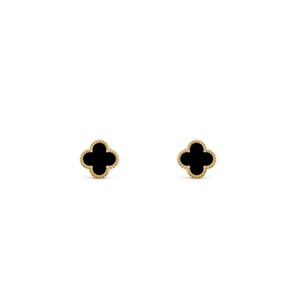 Sweet Alhambra earrings Onyx Yellow gold