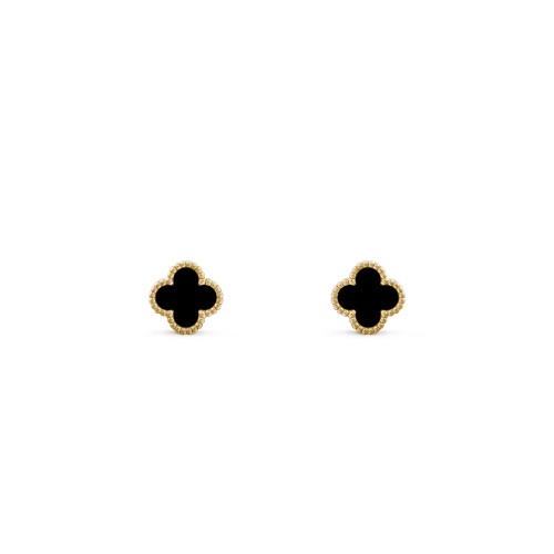 Sweet Alhambra earrings Onyx Yellow gold