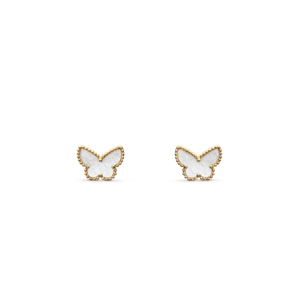 Sweet Alhambra butterfly earstuds earrings Mother-of-pearl Yellow gold