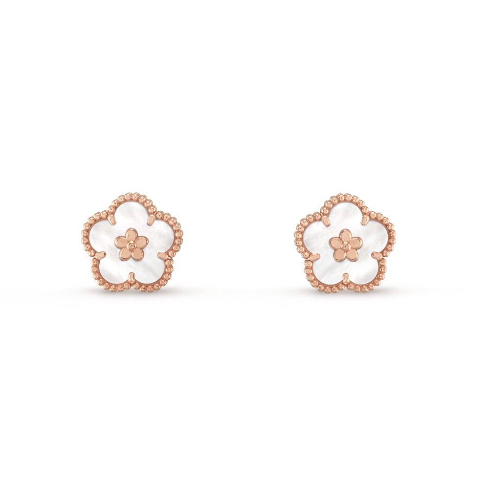 Lucky Alhambra plum blossom earrings Mother-of-pearl Rose gold