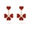 Sweet Alhambra effeuillage earrings Diamond Carnelian Rose gold