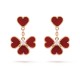 Sweet Alhambra effeuillage earrings Diamond Carnelian Rose gold