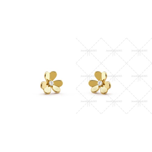 Frivole earrings mini model Diamond Yellow gold