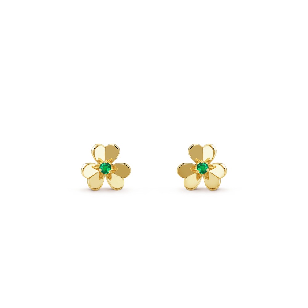 Frivole earrings mini model Emerald Yellow gold