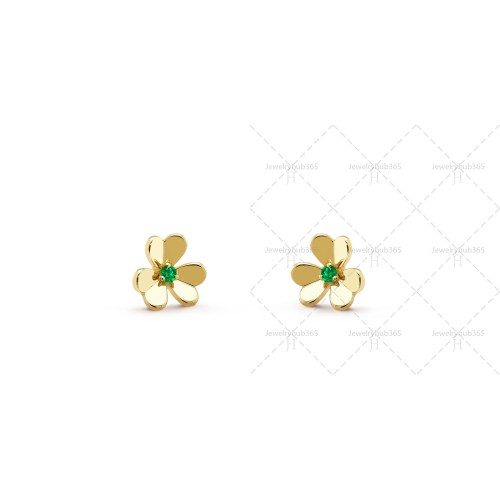 Frivole earrings mini model Emerald Yellow gold