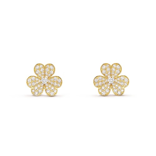 Frivole diamond-paved earrings small model Diamond Yellow gold