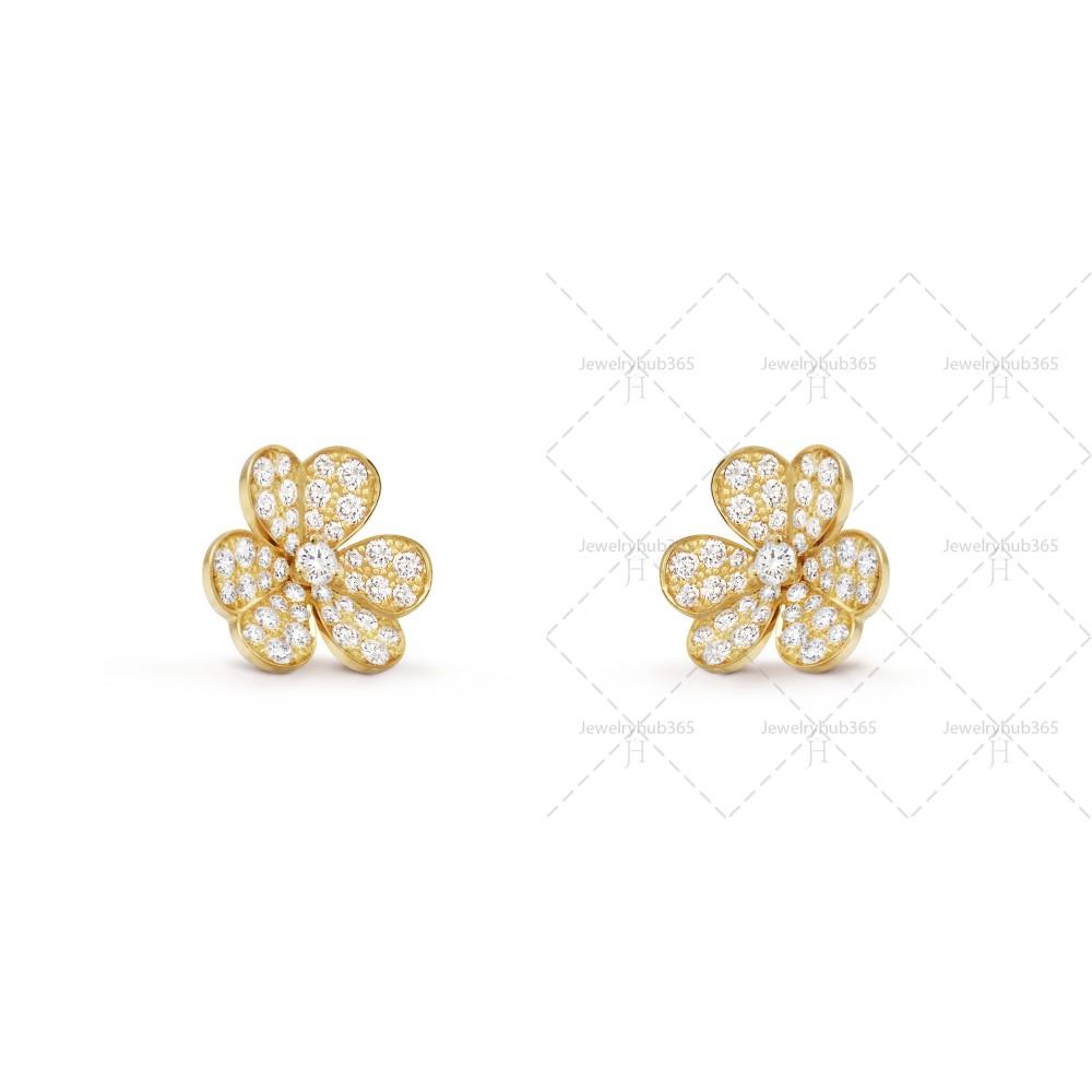 Frivole diamond-paved earrings small model Diamond Yellow gold