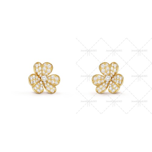 Frivole diamond-paved earrings small model Diamond Yellow gold