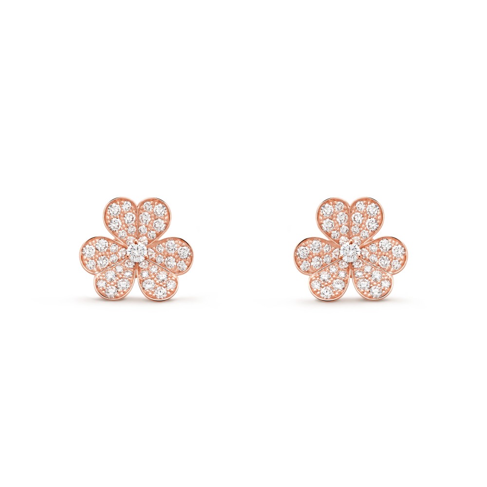 Frivole diamond-paved earrings small model Diamond Rose gold