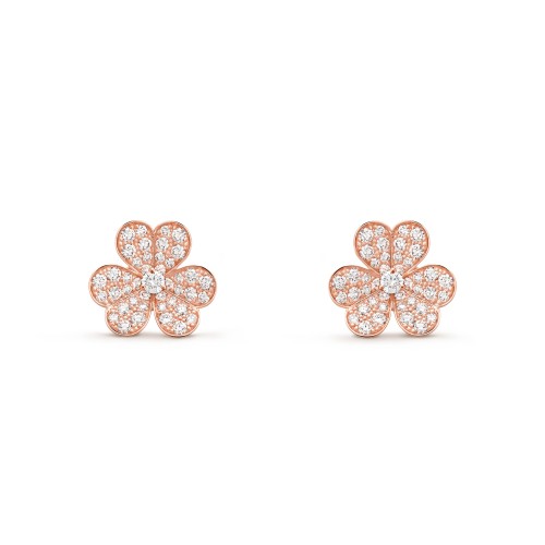 Frivole diamond-paved earrings small model Diamond Rose gold