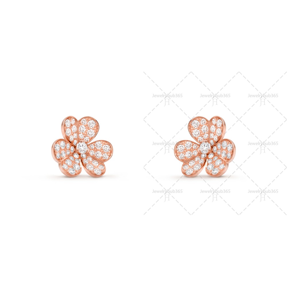 Frivole diamond-paved earrings small model Diamond Rose gold