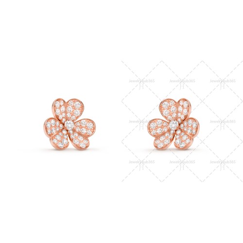 Frivole diamond-paved earrings small model Diamond Rose gold